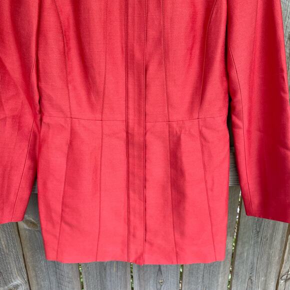 Banana Republic Full Zip Jacket Silk Tunic Long Suit Coral Small Petite NWT - Picture 4 of 11